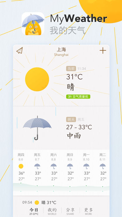 我的天气手机软件app截图