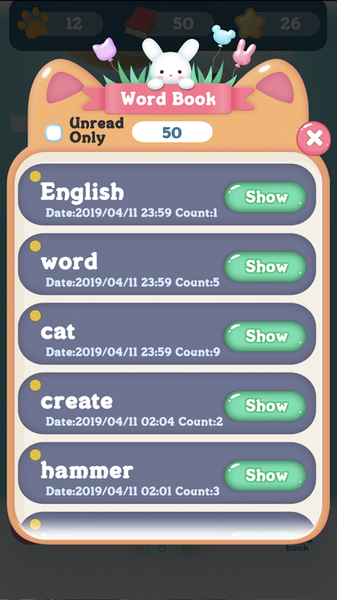 猫咪英语：单词消除手游app截图