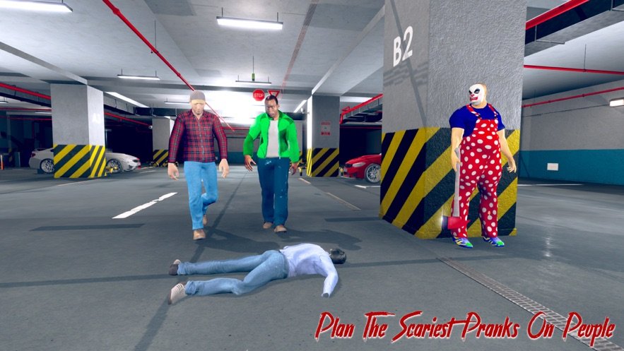 杀手小丑生存模拟帮派袭击3D手游app截图