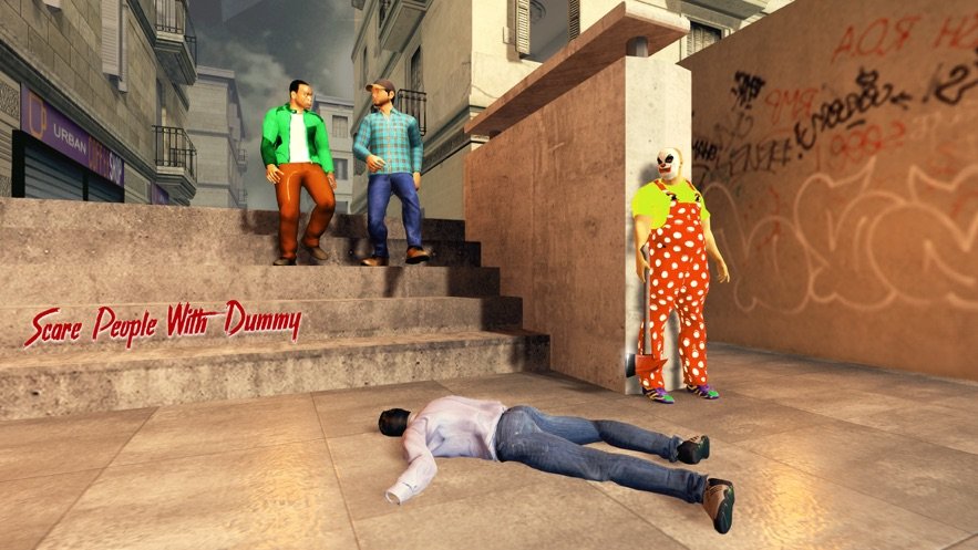 杀手小丑生存模拟帮派袭击3D手游app截图