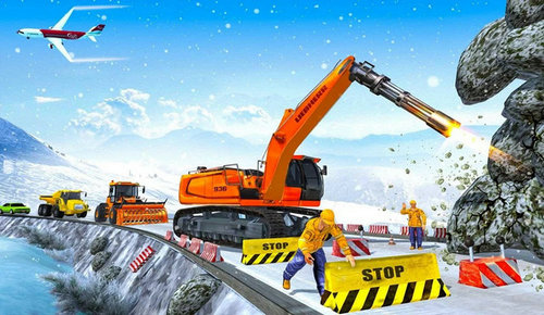 雪地挖掘机救援行动手游app截图