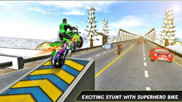 超级3D公路自行车特技 免广告版手游app截图
