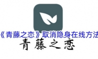 《青藤之恋》攻略——取消隐身在线方法