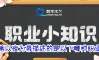 以光为笔以夜为幕描述的是以下哪种职业的特点