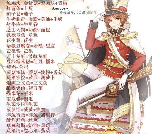 《食之契约》菜谱搭配汇总