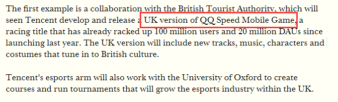 腾讯推出英国版《QQ飞车》手游 瞄准英国市场