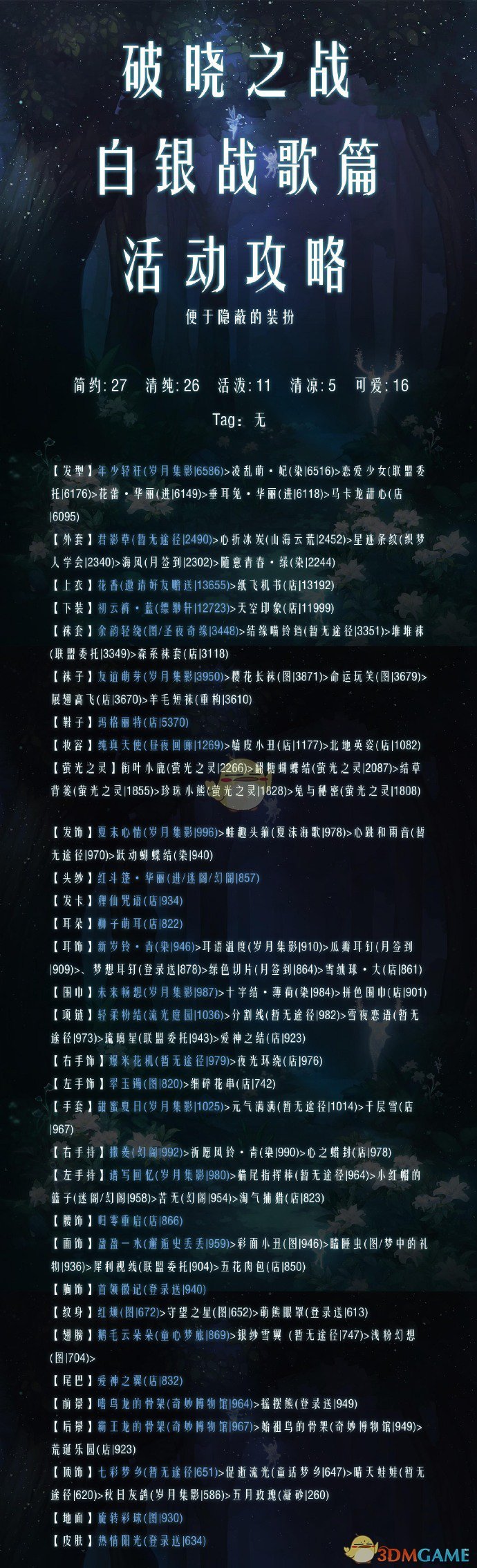 《奇迹暖暖》破晓之战白银战歌攻略