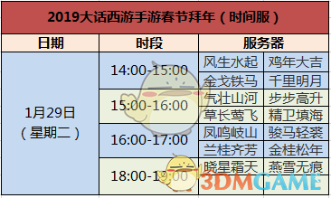 《大话西游》手游2019新春活动内容