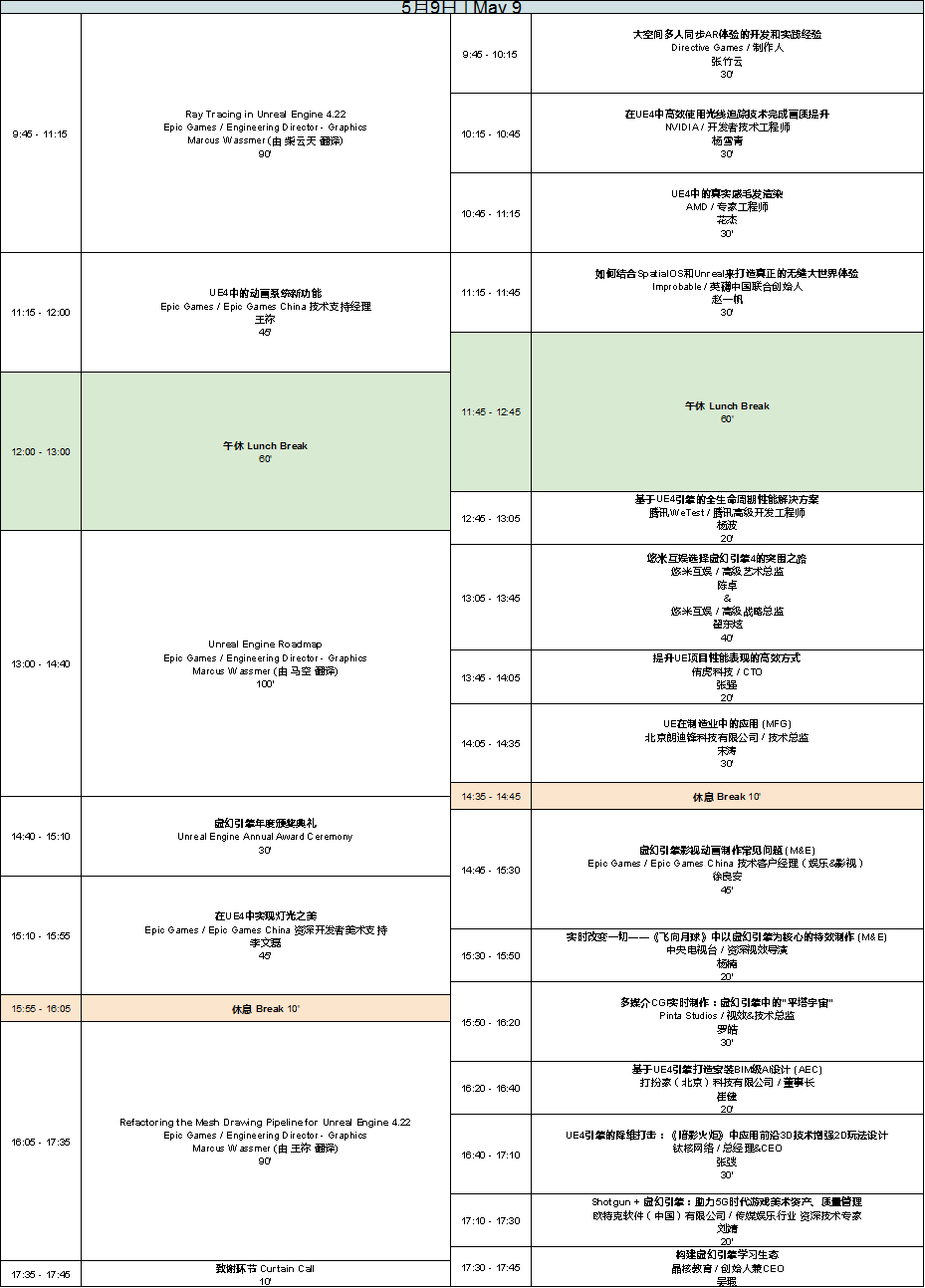 2019虚幻引擎技术开放日Unreal Open Day大会主旨演讲及完整议程曝光