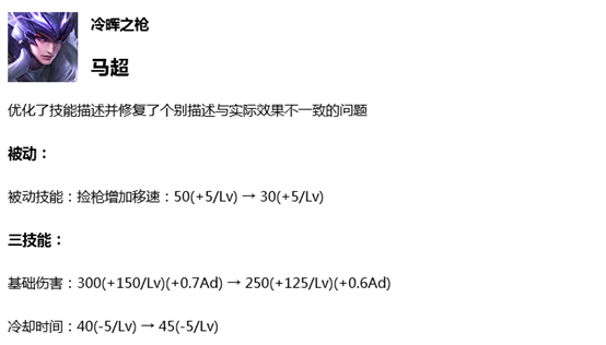 《王者荣耀》8月7日体验服更新汇总 马超再调整 王者模拟战上线