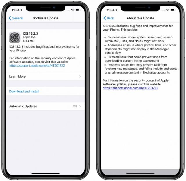 iOS13.2.3更新修复内容