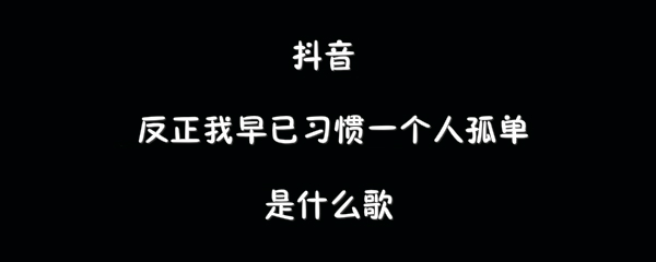 抖音反正我早已习惯一个人孤单歌曲介绍