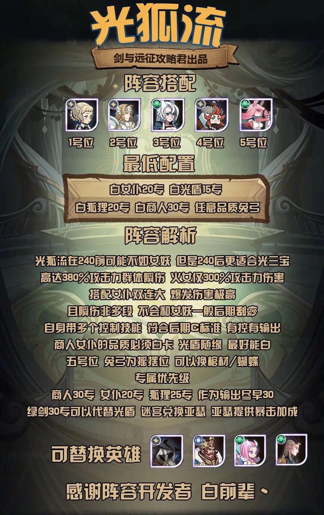 《剑与远征》光狐流阵容搭配及玩法解析