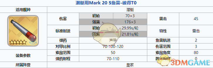 《碧蓝航线》潜艇用Mark20S鱼雷简评