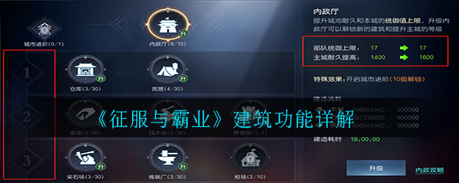 《征服与霸业》建筑功能详解