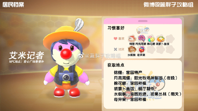 《摩尔庄园手游》艾米记者喜好一览