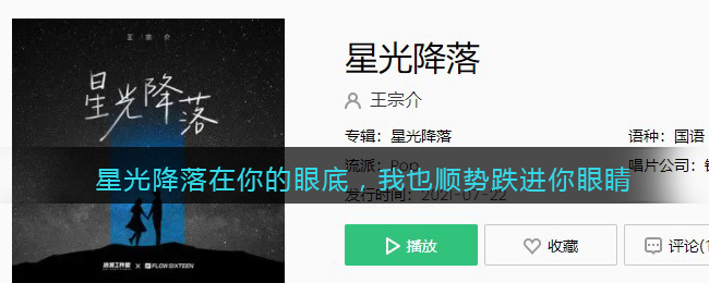 星光降落在你的眼底，我也顺势跌进你眼睛是什么歌