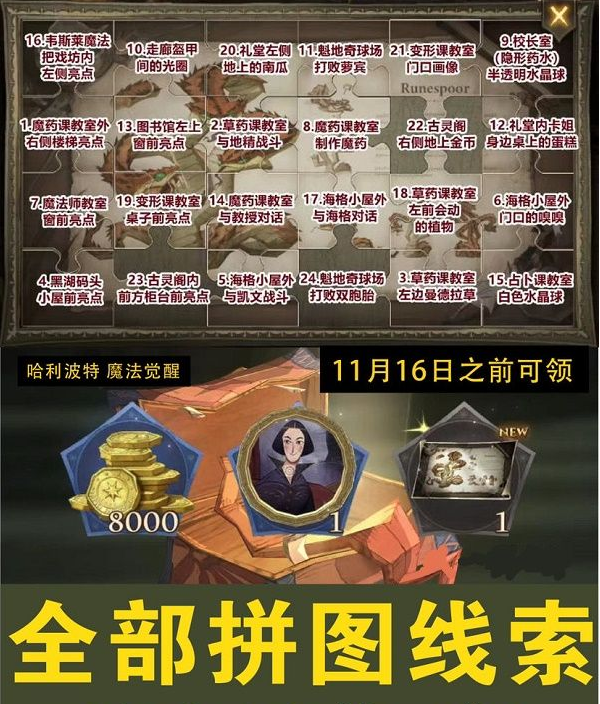 《哈利波特：魔法觉醒》拼图寻宝第五期拼图碎片位置汇总