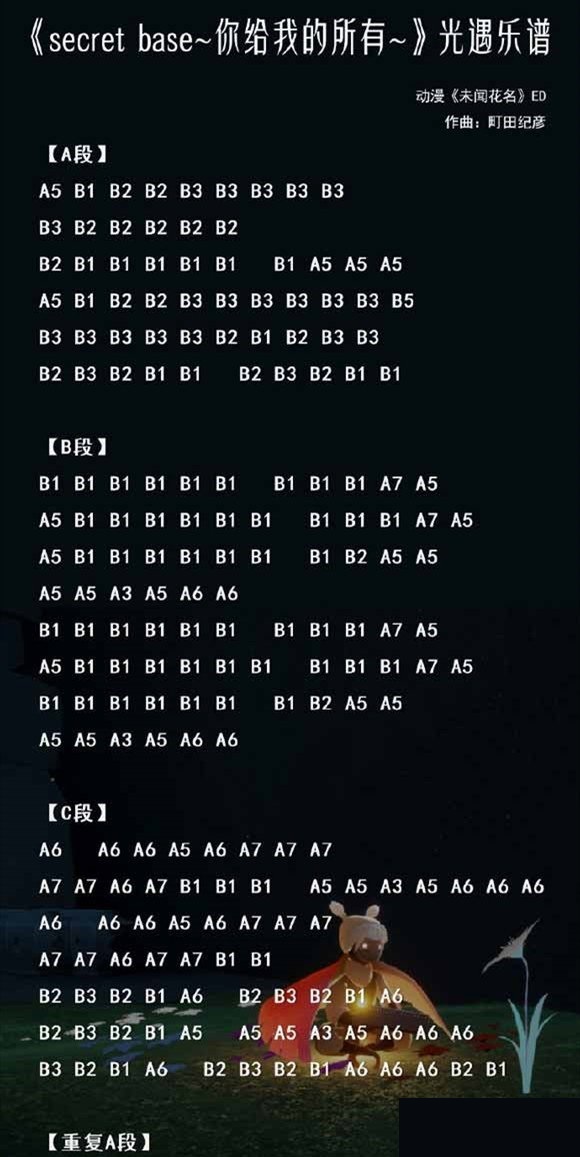 《光遇》Secret Base你给我的所有乐谱分享