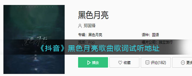 《抖音》黑色月亮歌曲歌词分享