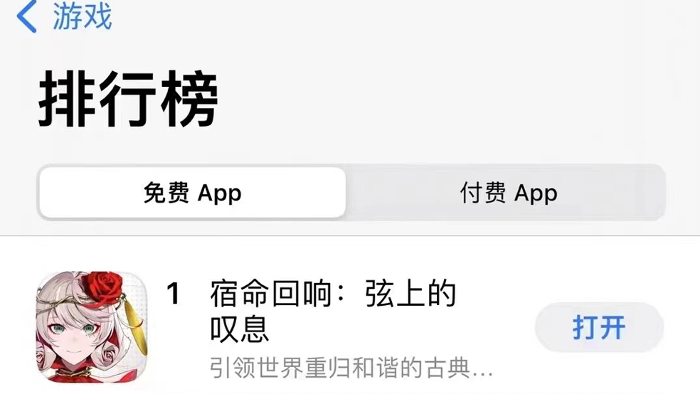 《宿命回响：弦上的台摘叹息》iOS免费榜第一，多平台摘得最热桂冠