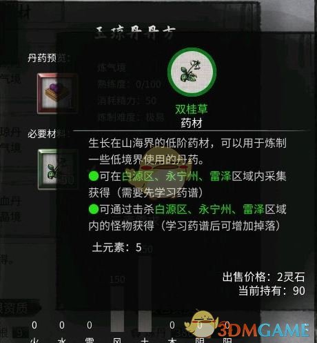 《鬼谷八荒》玉琼丹配方一览