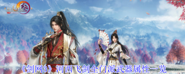 《剑网3》河西飞剑全门派武器属性一览