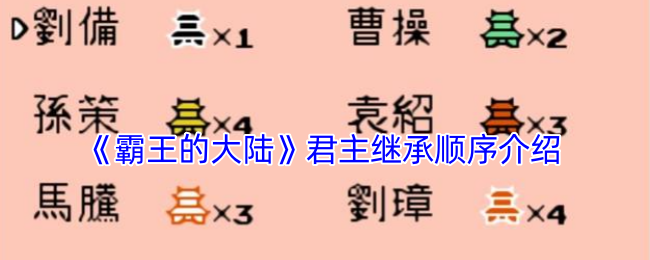 《霸王的大陆》君主继承顺序介绍