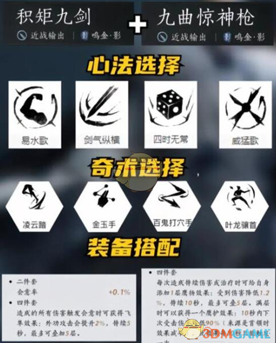 《燕云十六声》各武器武学心法搭配方案