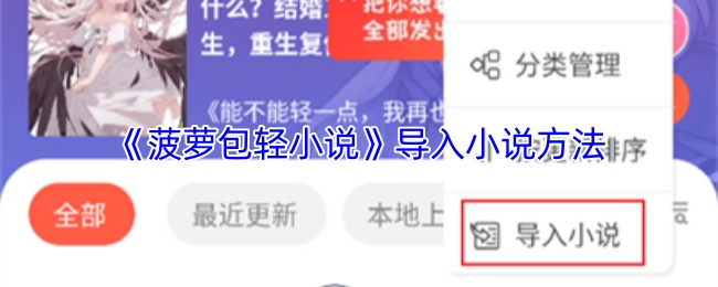 《菠萝包轻小说》导入小说方法