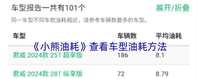 《小熊油耗》查看车型油耗方法