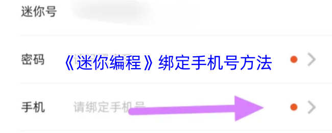 《迷你编程》绑定手机号方法