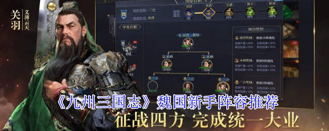 《九州三国志》魏国新手阵容推荐