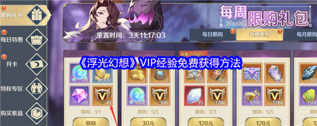 《浮光幻想》VIP经验免费获得方法
