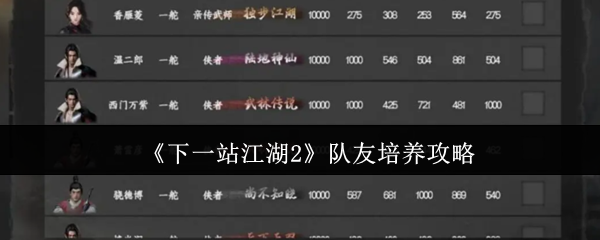 《下一站江湖2》队友培养攻略