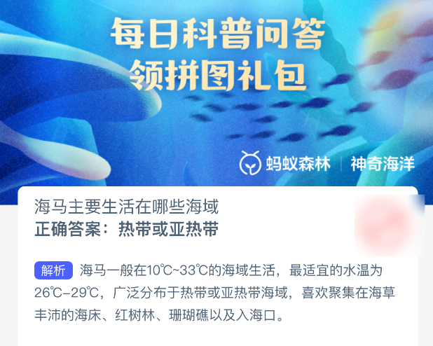 海马主要生活在哪些海域