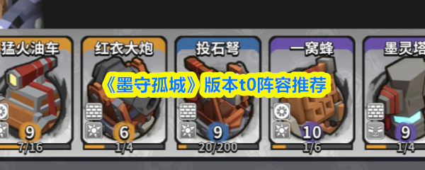 《墨守孤城》版本t0阵容推荐