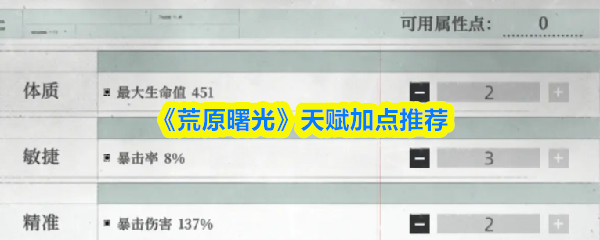 《荒原曙光》天赋加点推荐