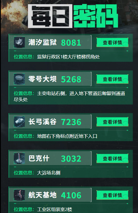 三角洲行动11月19日每日密码及密码房位置汇总