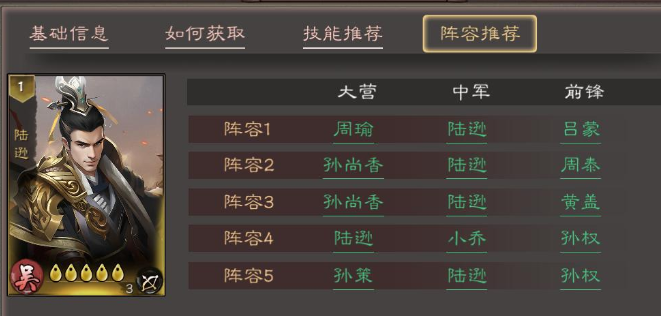 《三国乱世霸王》陆逊配队推荐