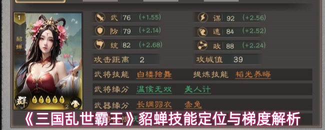 《三国乱世霸王》貂蝉技能定位与梯度解析