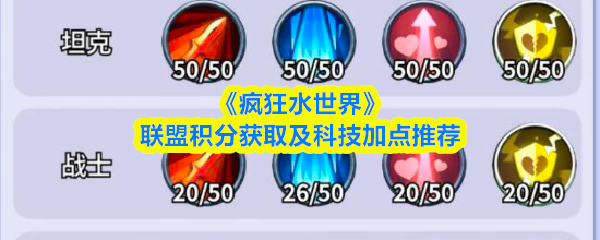 《疯狂水世界》联盟积分获取及科技加点推荐