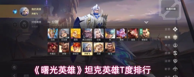 《曙光英雄》坦克英雄T度排行