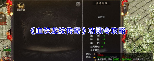 《血饮龙纹传奇》功勋令攻略