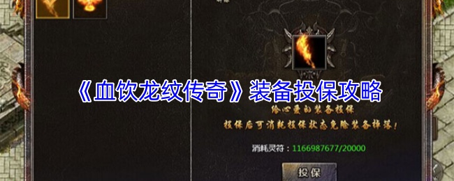 《血饮龙纹传奇》装备投保攻略