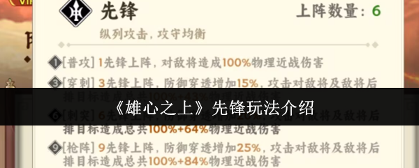 《雄心之上》先锋玩法介绍