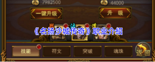 《名扬沙城传奇》职业介绍