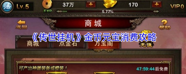 《传世挂机》金币元宝消费攻略