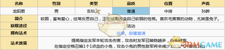 《元气封神》龙阳君图鉴介绍