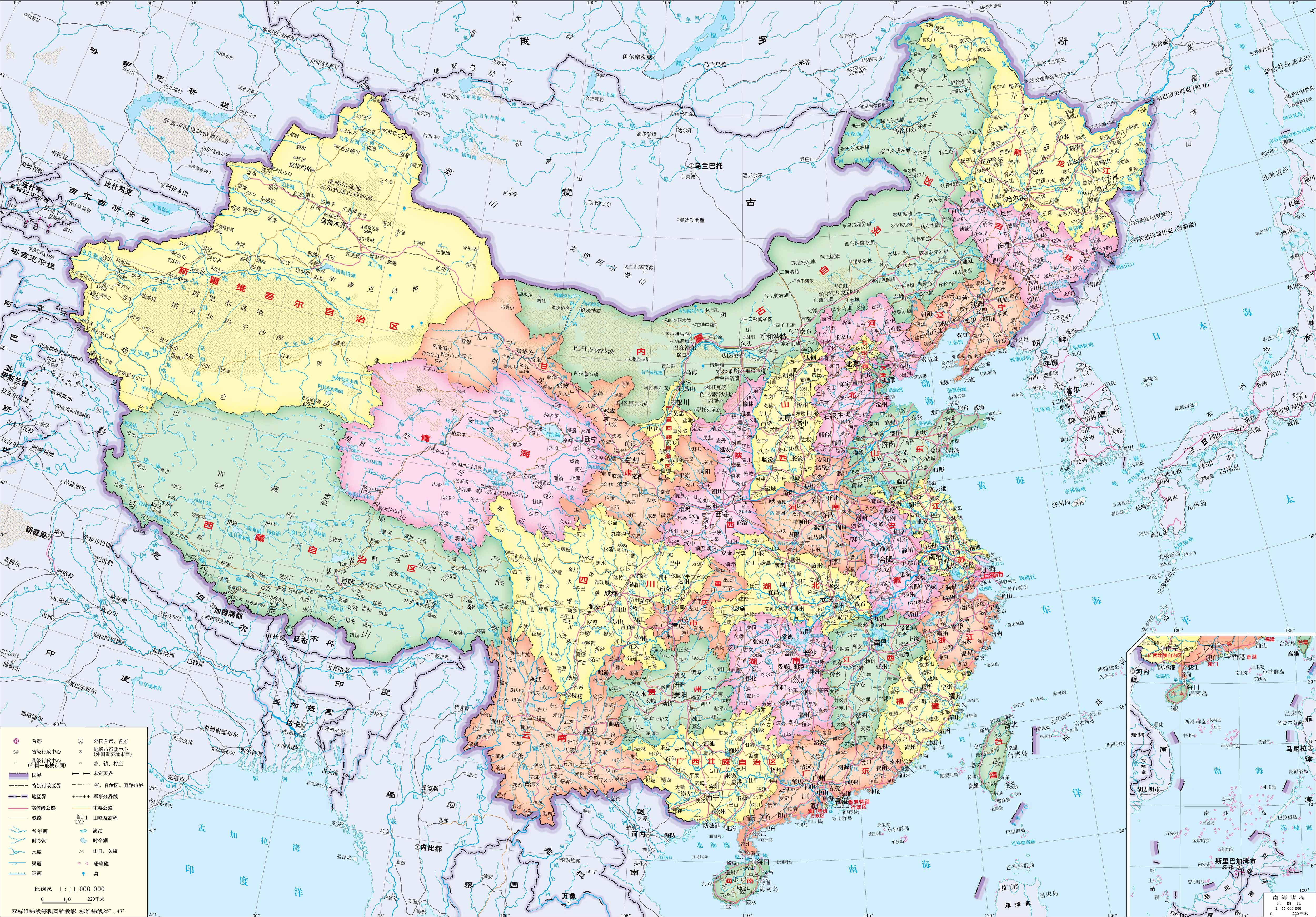 中国各省分界线地图图片